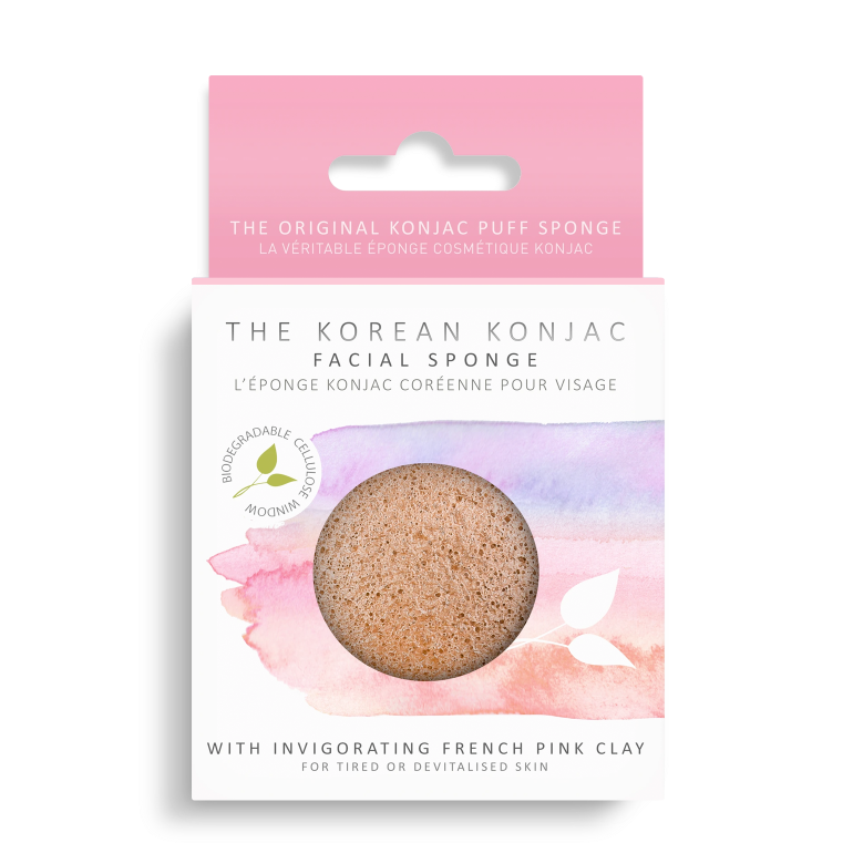 Konjac Sponge Puff With Added French Pink Clay
